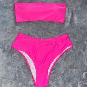 Hot pink high waist bikini